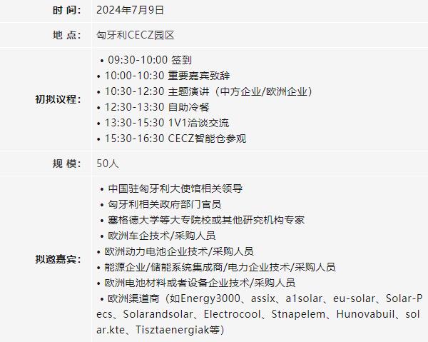 10余家企业落地匈牙利！中国新能源汽车/动力电池/储能产业链企业赴匈商务考察团启动